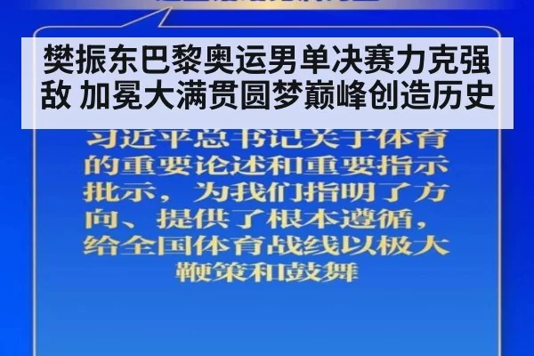樊振东巴黎奥运男单决赛力克强敌 加冕大满贯圆梦巅峰创造历史